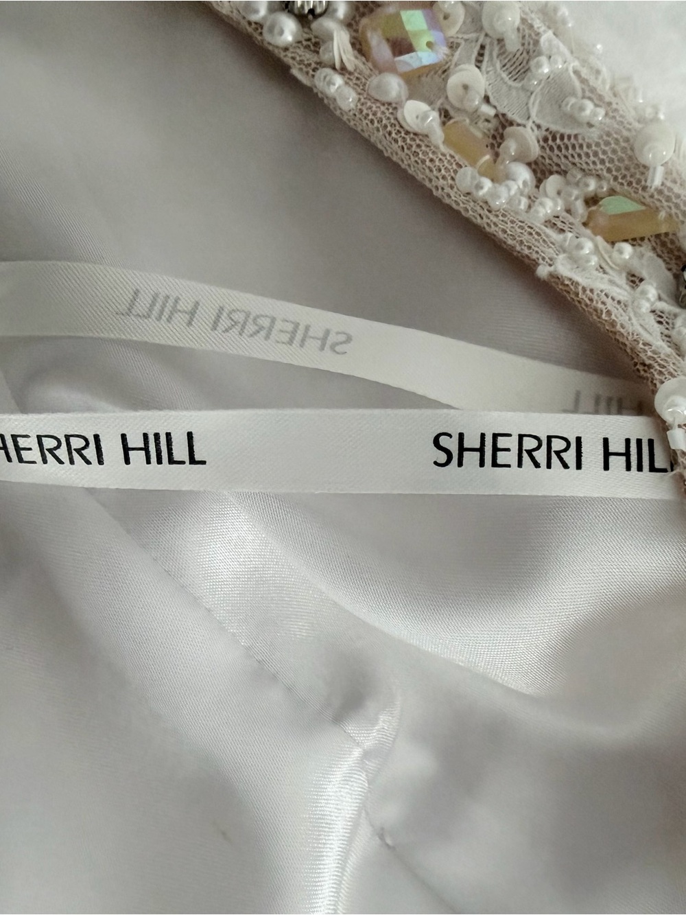 Sherri Hill White Beaded Bodice Evening Gown - Picture 9 of 15